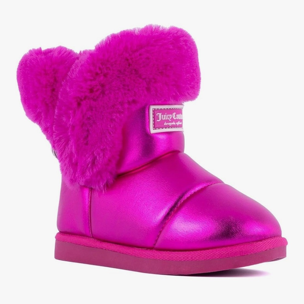 EUC Juicy Couture Metallic Snow Boots with Faux Fur Lining